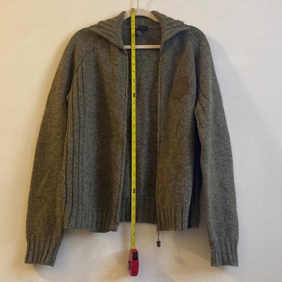 DIESEL Zip Sweater Wool Olive Green Men's L - Picture 9 of 12